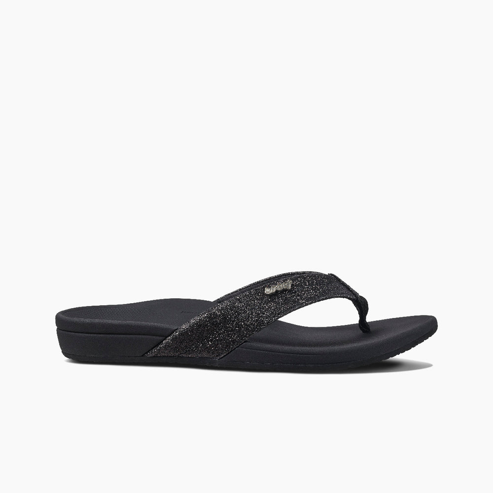Reef Womens Reef Ortho-Spring Sandals in Black/Black Glitter ID s2t6gtKr