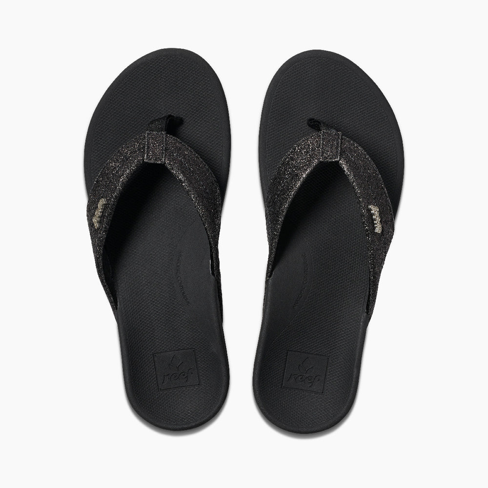 Reef Womens Reef Ortho-Spring Sandals in Black/Black Glitter ID s2t6gtKr