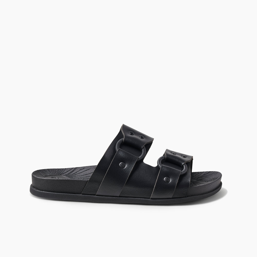 Reef Womens Cushion Vera Cruz Slides in Black Night ID tP8U6iJx