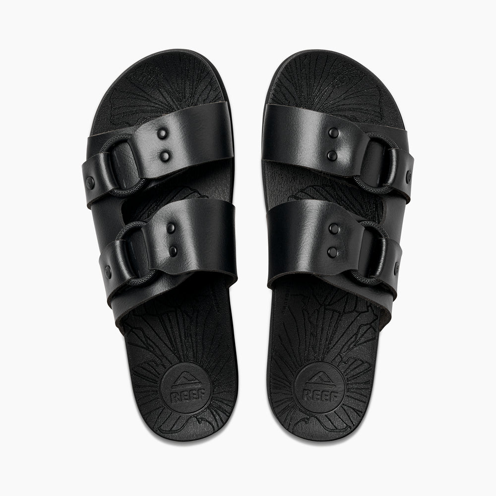 Reef Womens Cushion Vera Cruz Slides in Black Night ID tP8U6iJx