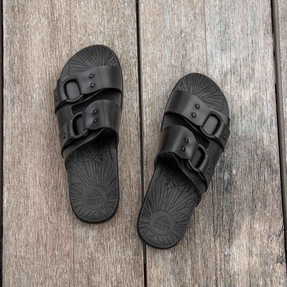 Reef Womens Cushion Vera Cruz Slides in Black Night ID tP8U6iJx