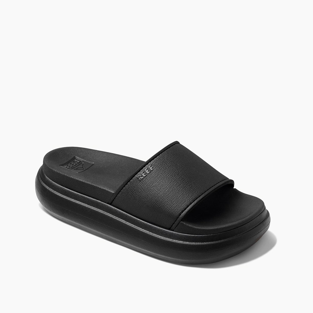 Reef Womens Cushion Bondi Platform Slide in Black/Black ID uGKIkD7i