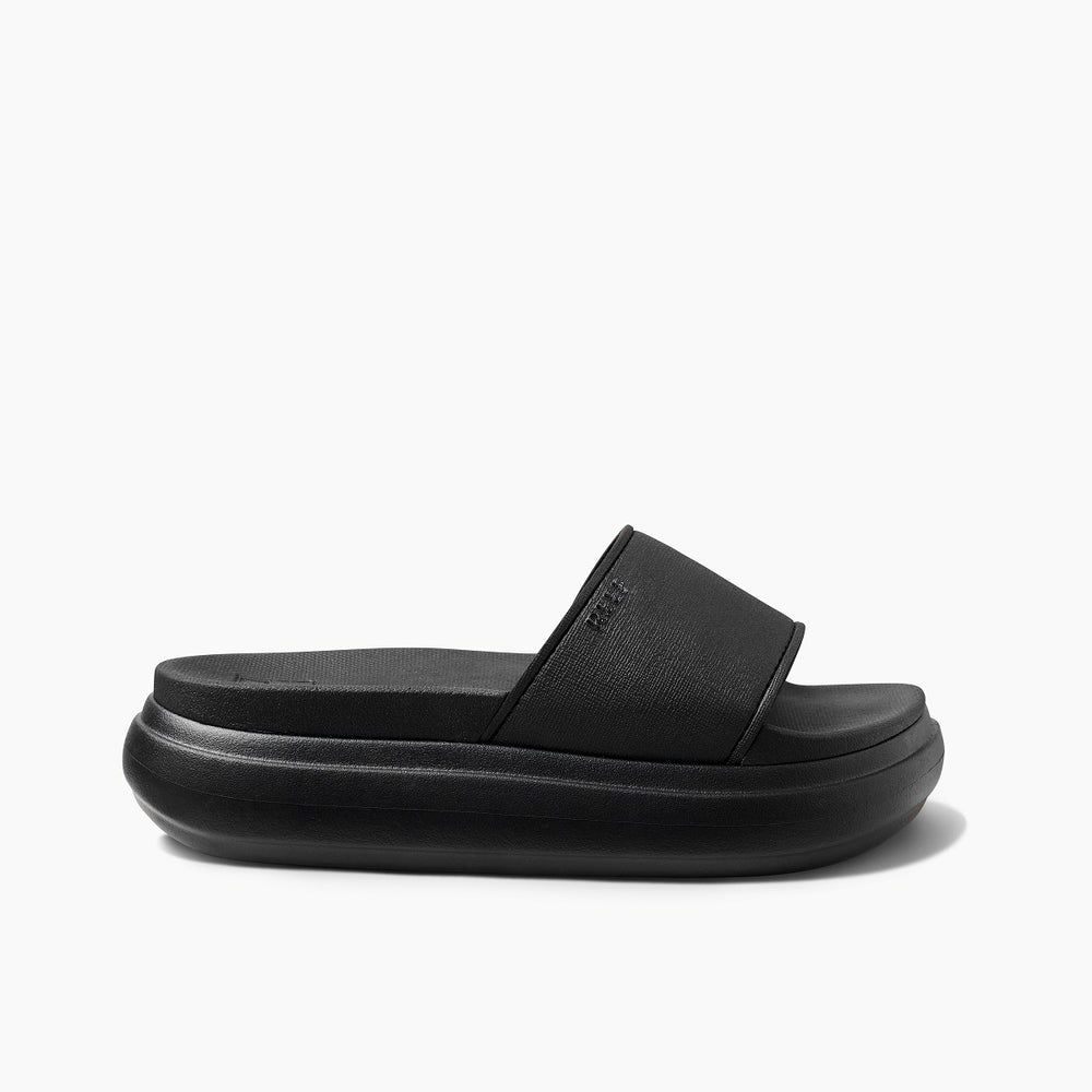 Reef Womens Cushion Bondi Platform Slide in Black/Black ID uGKIkD7i