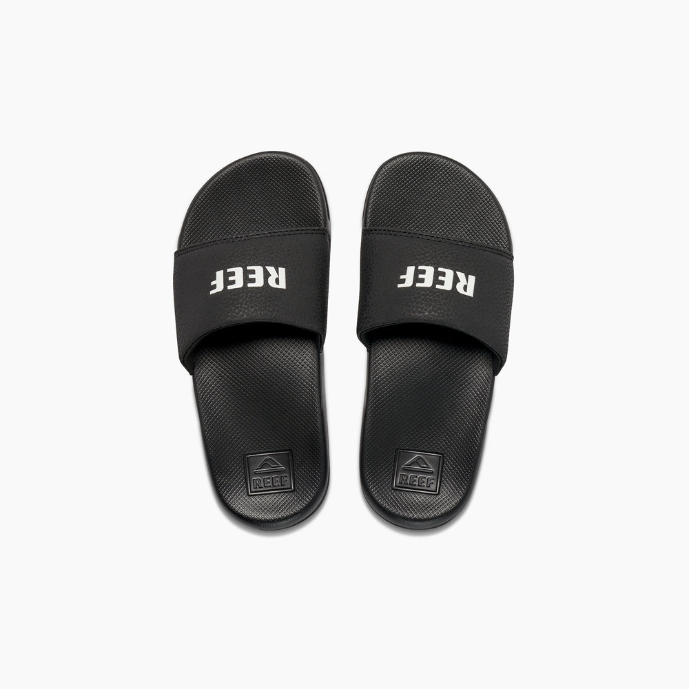 Reef Boys Slides Kids One Slide in Reef Black/White ID wGsUUby1