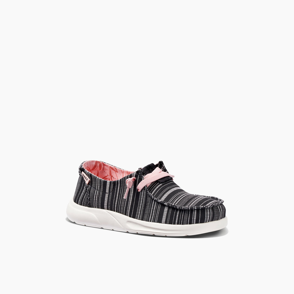 Reef Girls Shoes Kids Cushion Coast in Black Stripes ID wf19Ty3f