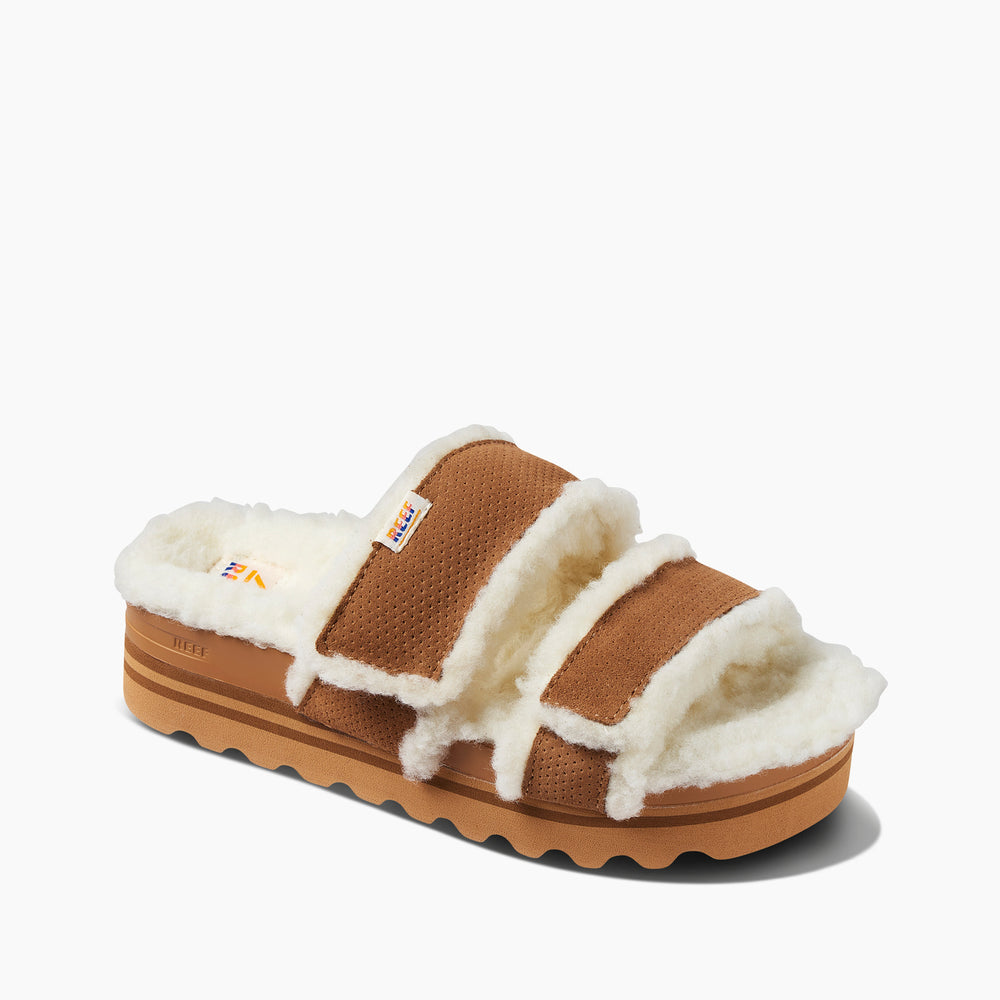 Reef Womens Vista Hi Shearling Slides (Coffee) ID ycPjUF1l