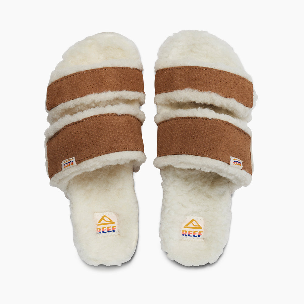 Reef Womens Vista Hi Shearling Slides (Coffee) ID ycPjUF1l