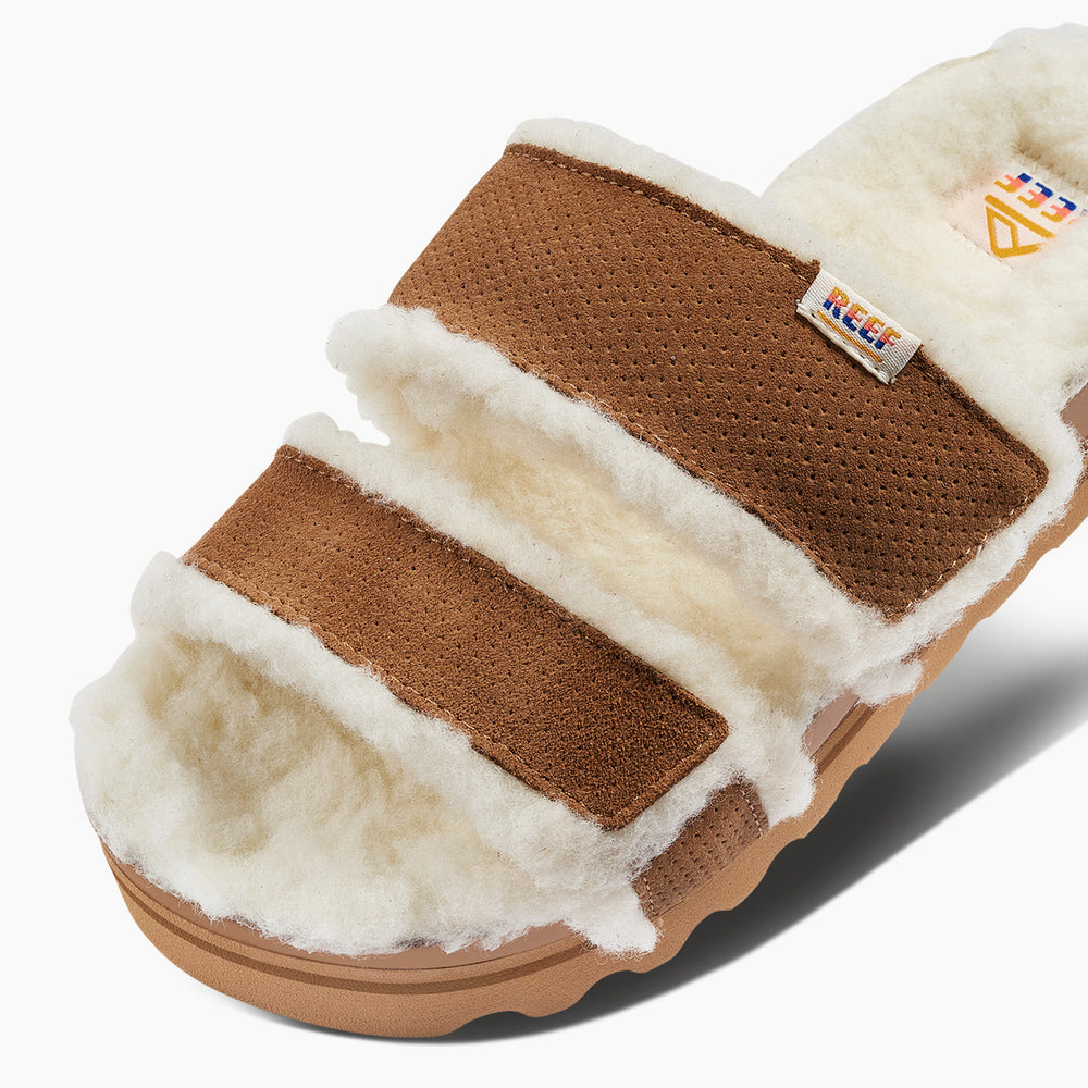 Reef Womens Vista Hi Shearling Slides (Coffee) ID ycPjUF1l