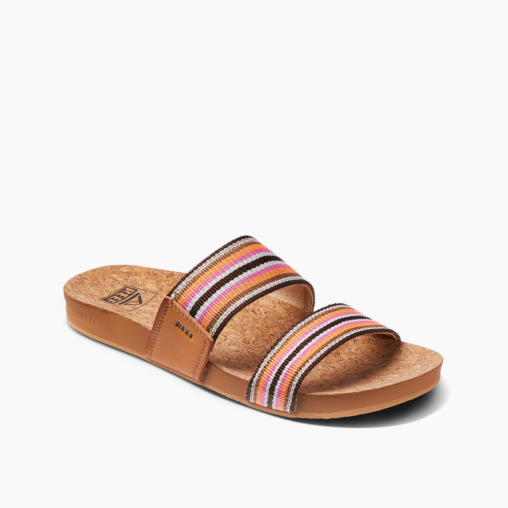 Reef Womens Cushion Vista Thread Slides in Smoothie Stripe ID yzlWOEYl
