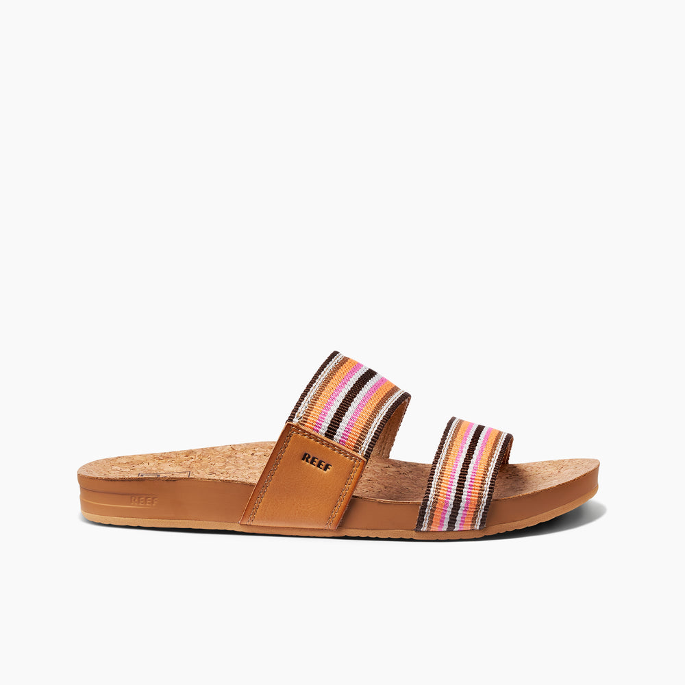 Reef Womens Cushion Vista Thread Slides in Smoothie Stripe ID yzlWOEYl