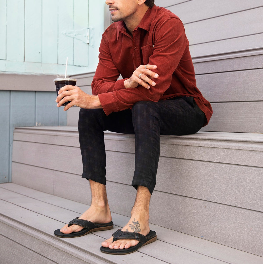 Reef Mens Cushion Lux Leather Sandals ID zmg3PyGs