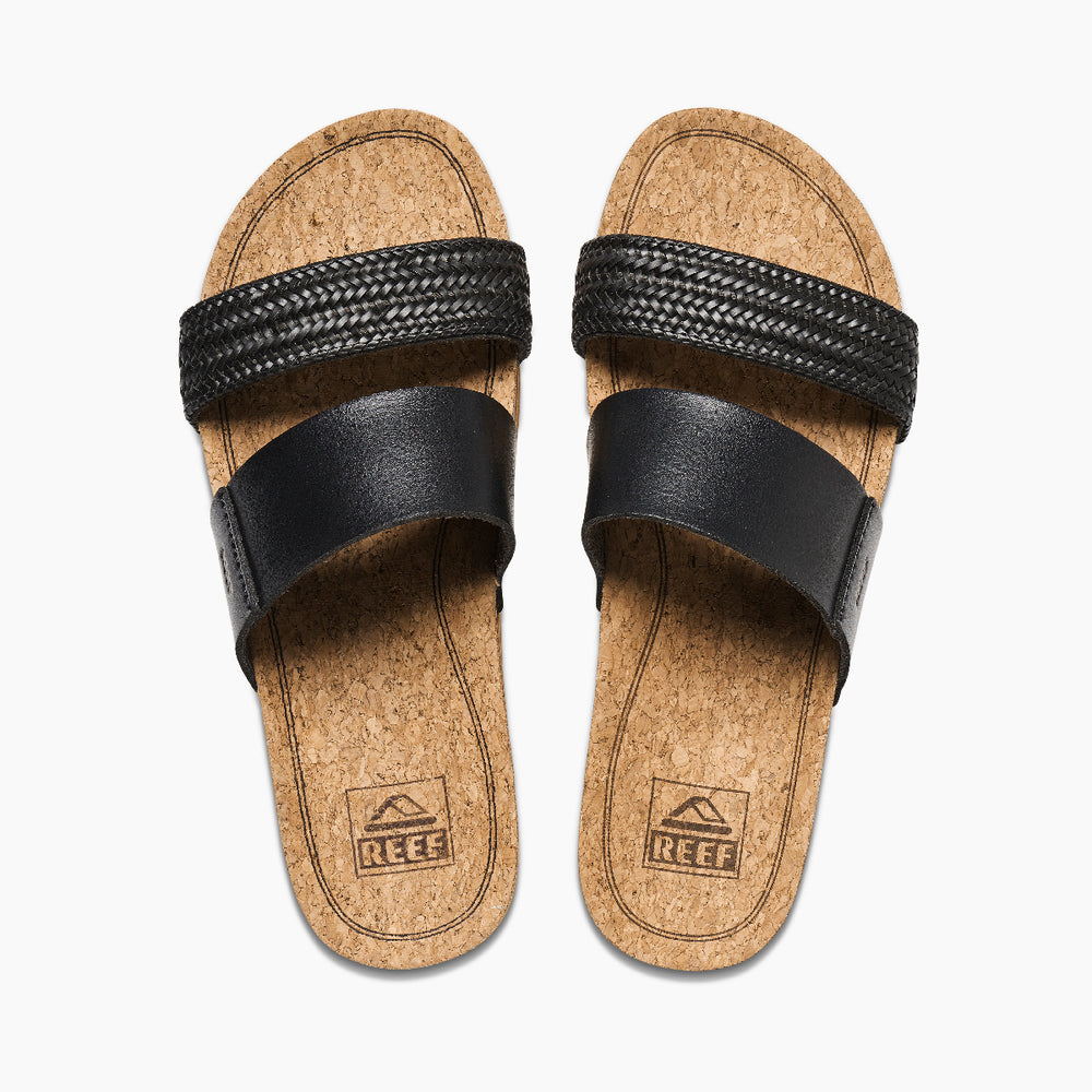Reef Womens Cushion Vista Hi Slides in Black Braid ID zvhtCCW8